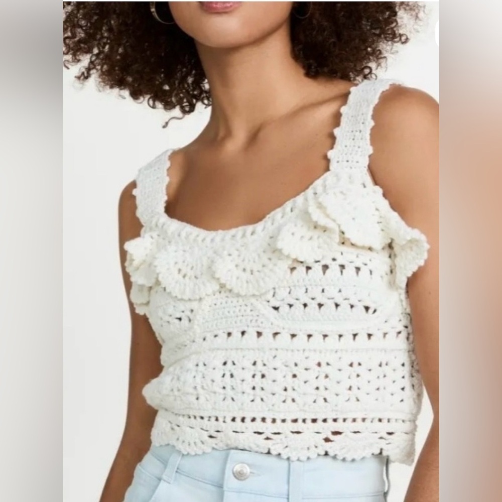 NWOT SEA Rylee Cream Crochet Crop Top Size XS - Picture 3 of 11